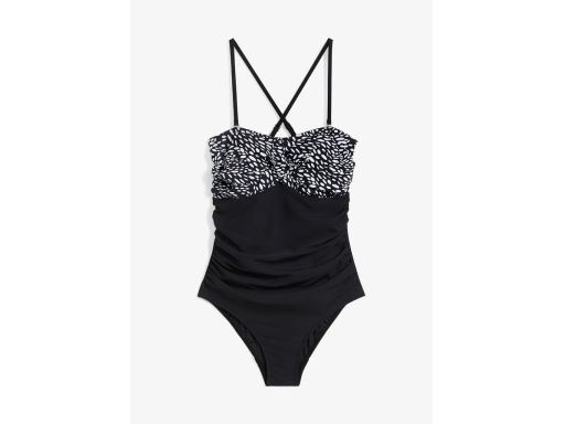 B.P.C kostium kąpielowy czarny z białym wzorem na biuście ^46