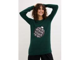 B.P.C sweter ciemnozielony świąteczny z przekręcanymi cekinami ^48/50
