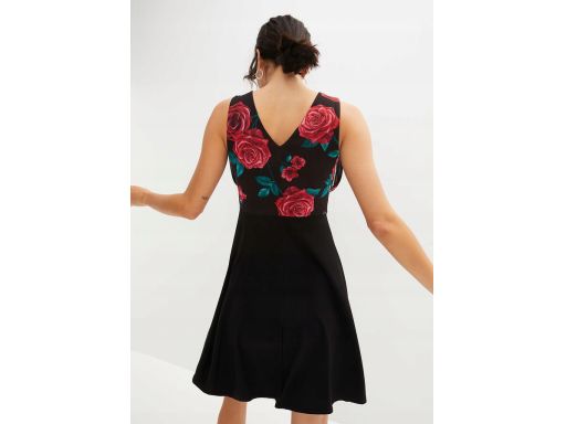 B.P.C sukienka czarna z siateczkową górą w kwiaty ^44/46