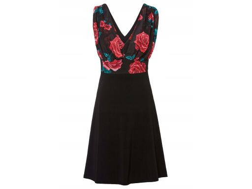 B.P.C sukienka czarna z siateczkową górą w kwiaty ^44/46