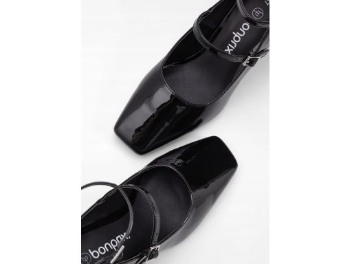 B.P.C czółenka na klocku czarne lakierowane z paseczkami 42.