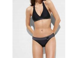 B.P.C. bikini wiązane trójkątne miseczki czarno-antracytowe z figami 4