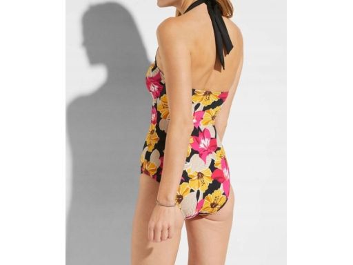 B.P.C kostium kąpielowy wiązane ramiączka kolorowe kwiaty 40.