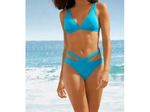 B.P.C bikini turkusowe ozdobne paski z figami 38.
