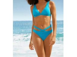 B.P.C bikini turkusowe ozdobne paski z figami 38.