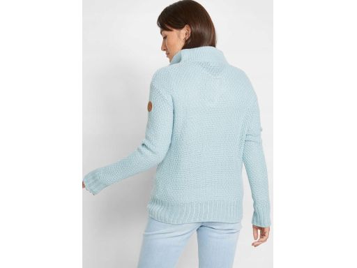 B.P.C niebieski sweter ze stójką i guzikami ciepły ^52/54