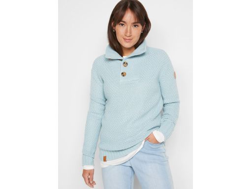 B.P.C niebieski sweter ze stójką i guzikami ciepły ^52/54