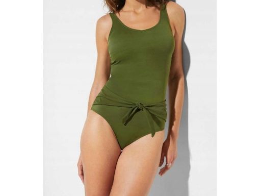 B.P.C stylowy kostium kąpielowy khaki z przewiązaniem 54.