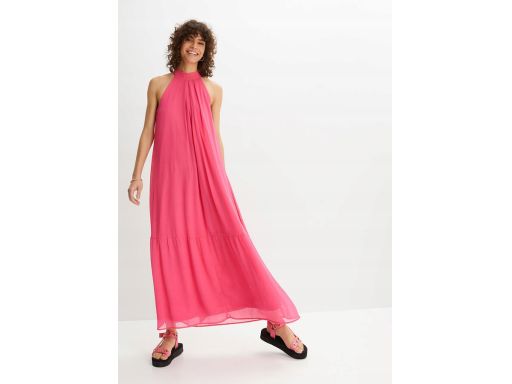 B.P.C długa sukienka szyfon trapezowa różowa 40.