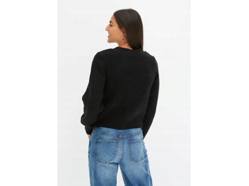 B.P.C krótki sweter czarny z wycięciami przy ramionach r.40/42