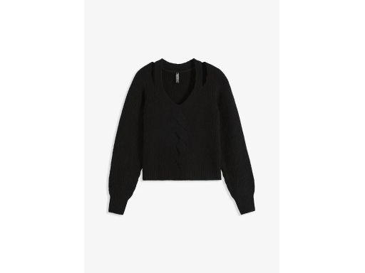 B.P.C krótki sweter czarny z wycięciami przy ramionach r.40/42