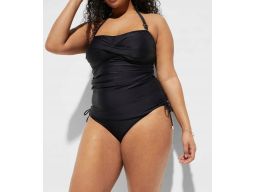 B.P.C tankini czarne z marszczeniami i z figami r.44