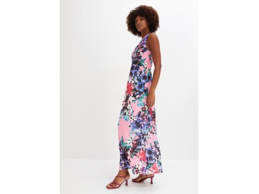 B.P.C sukienka maxi letnia różowa w kolorowe kwiaty ^40/42
