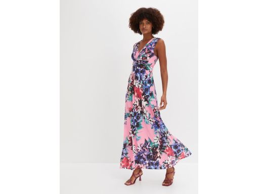 B.P.C sukienka maxi letnia różowa w kolorowe kwiaty ^40/42