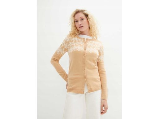 B.P.C kardigan beżowy w białe wzory norweskie 40/42.