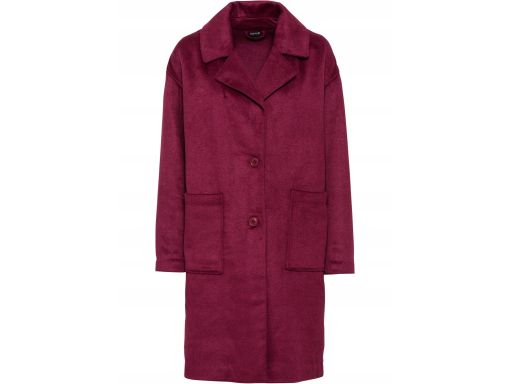 B.P.C bordowy prosty płaszcz na guziki 50.