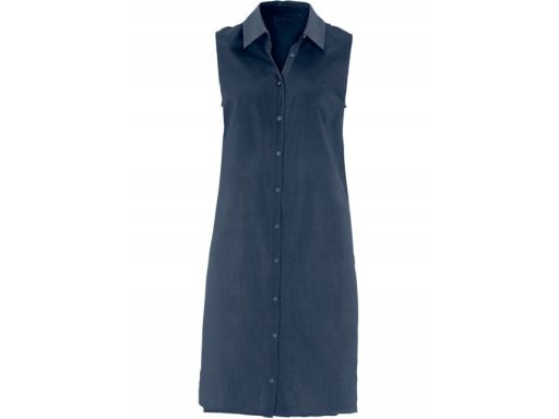 B.P.C długa koszula granatowa damska bez rękawów r.38
