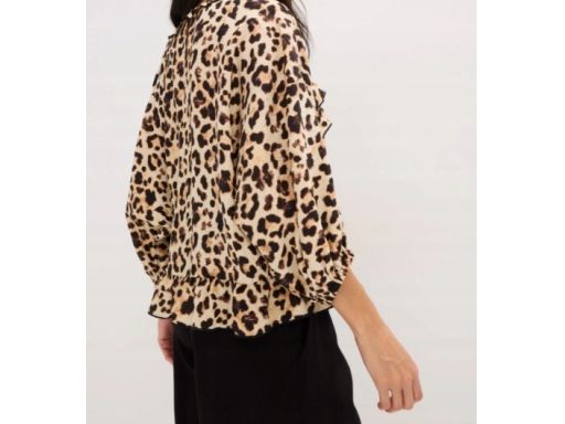 B.P.C luźna bluzka w panterkę z falbankami 42.