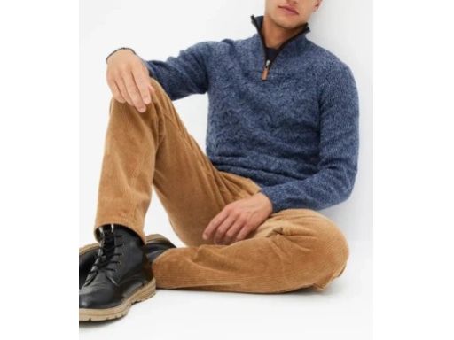 B.P.C sweter męski granatowy melanż ze stójką i zamkiem S.