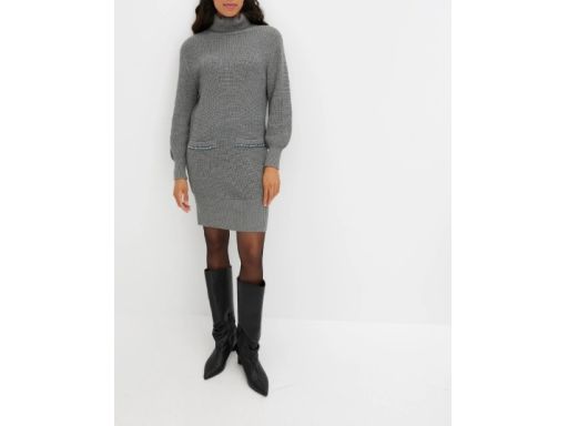 B.P.C sukienka dzianinowa szara z perełkami 40/42.