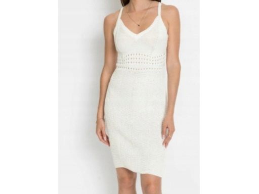 B.P.C biała sukienka dzianinowa letnia na ramiączka 48/50.
