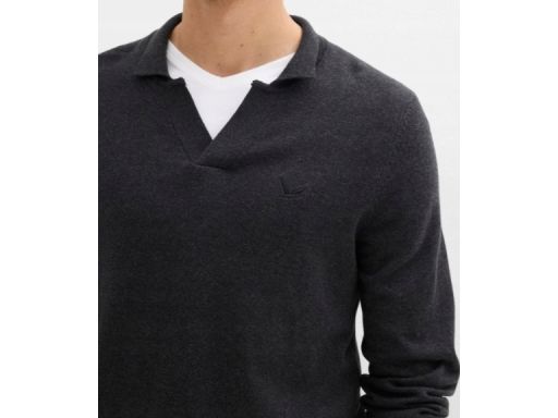 B.P.C sweter dzianinowy męski antracytowy z kołnierzykiem r.4XL