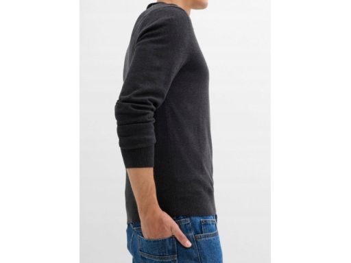 B.P.C sweter dzianinowy męski antracytowy z kołnierzykiem r.4XL
