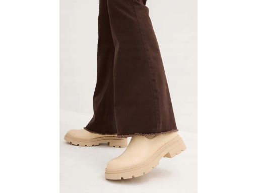 B.P.C spodnie ocieplane bootcut brazowe z postrzępioną nogawką ^46