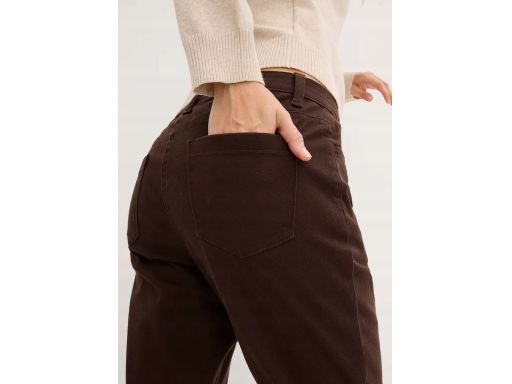 B.P.C spodnie ocieplane bootcut brazowe z postrzępioną nogawką ^46