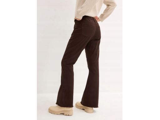 B.P.C spodnie ocieplane bootcut brazowe z postrzępioną nogawką ^46