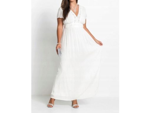 B.P.C długa śmietankowa sukienka z koronką 38.