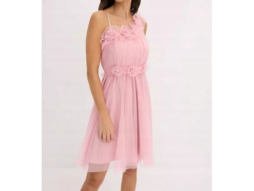 B.P.C sukienka różowa tiulowa z kwiatuszkami r.42