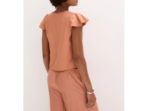 B.P.C koniakowa bluzka z falbankowymi rękawami 44.