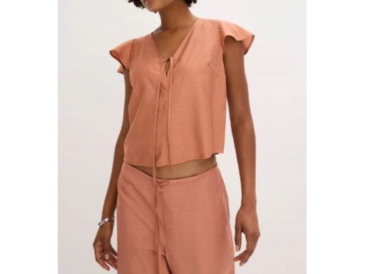 B.P.C koniakowa bluzka z falbankowymi rękawami 44.