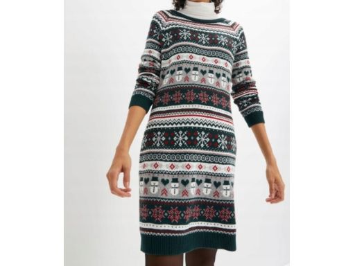 B.P.C sukienka dzianinowa świąteczna we wzory r.44/46
