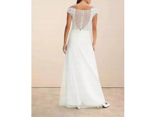 B.P.C suknia ślubna śmietankowa carmen z koronką ^50