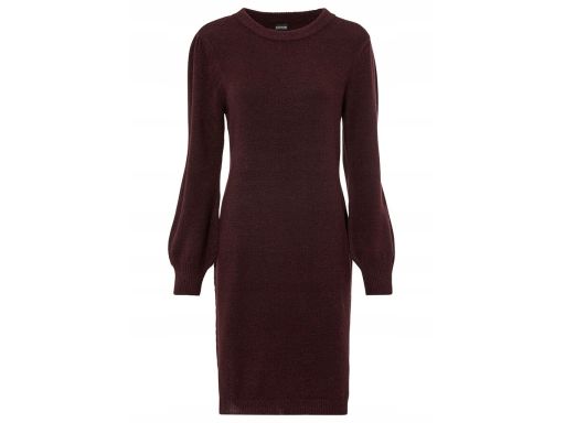 B.P.C sukienka czekoladowa dzianinowa bufiaste rękawy 32/34.