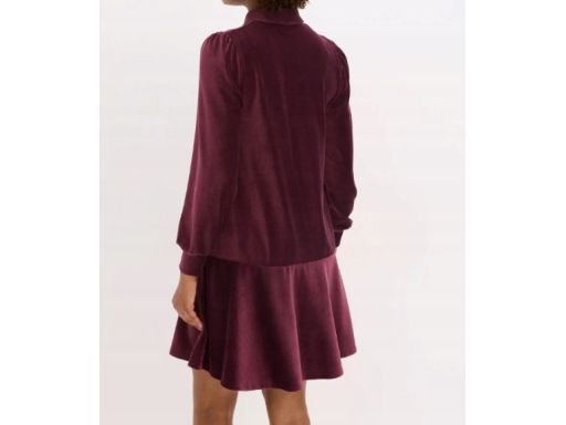 B.P.C sztruksowa sukienka jagodowa z kołnierzykiem 36/38.