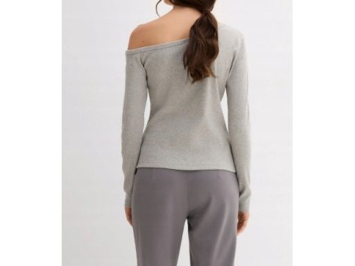 B.P.C bluzka z odkrytym ramieniem szara na guziki prążkowana r.32/34