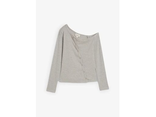 B.P.C bluzka z odkrytym ramieniem szara na guziki prążkowana r.32/34