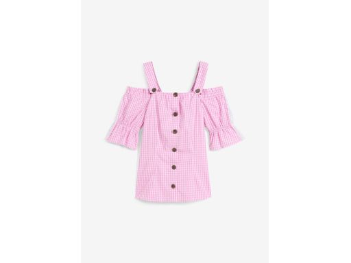 B.P.C bluzka w stylu ludowym w kratę z koronką 48.