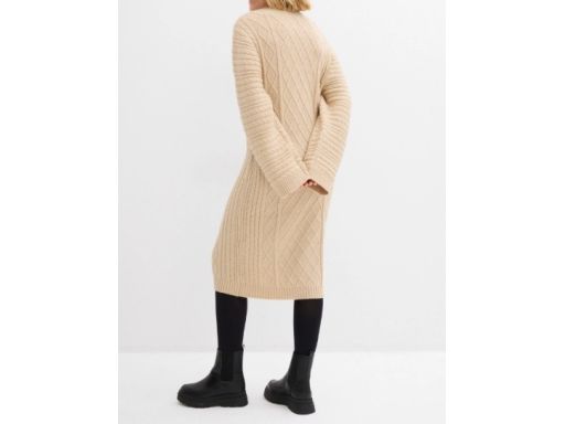 B.P.C dzianinowa sukienka beżowa midi 48/50.