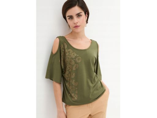 B.P.C bluzka odkryte ramiona zielona z dżetami ^40/42