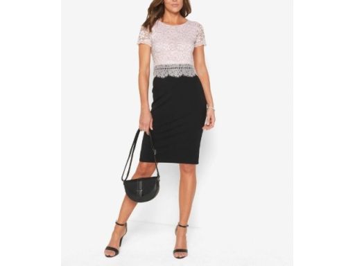 B.P.C sukienka czarno-różowa z koronką r.52