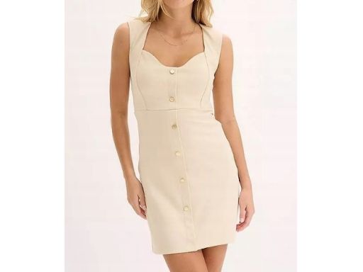 B.P.C piaskowa sukienka ze złotymi guzikami r.40/42