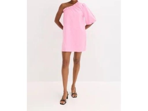 B.P.C asymetryczna sukienka różowa odkryte jedno ramię 46.