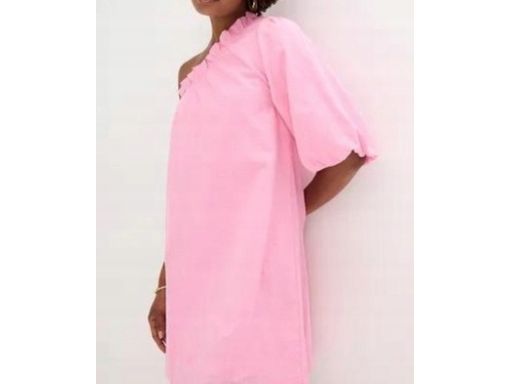 B.P.C asymetryczna sukienka różowa odkryte jedno ramię 46.