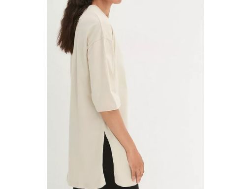 B.P.C dłuższy t-shirt damski rękaw 3/4 beżowy 48/50.