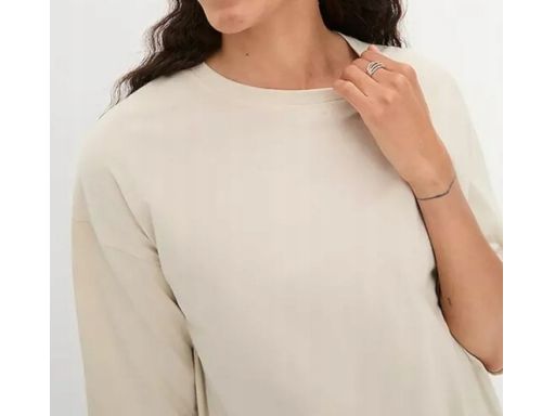 B.P.C dłuższy t-shirt damski rękaw 3/4 beżowy 48/50.