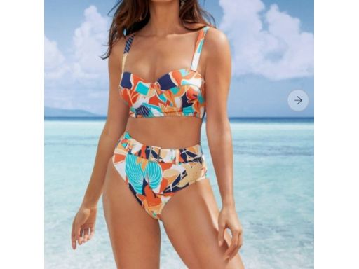 B.P.C bikini na fiszbinach kolorowe z figami z wysokim stanem r.44(85E